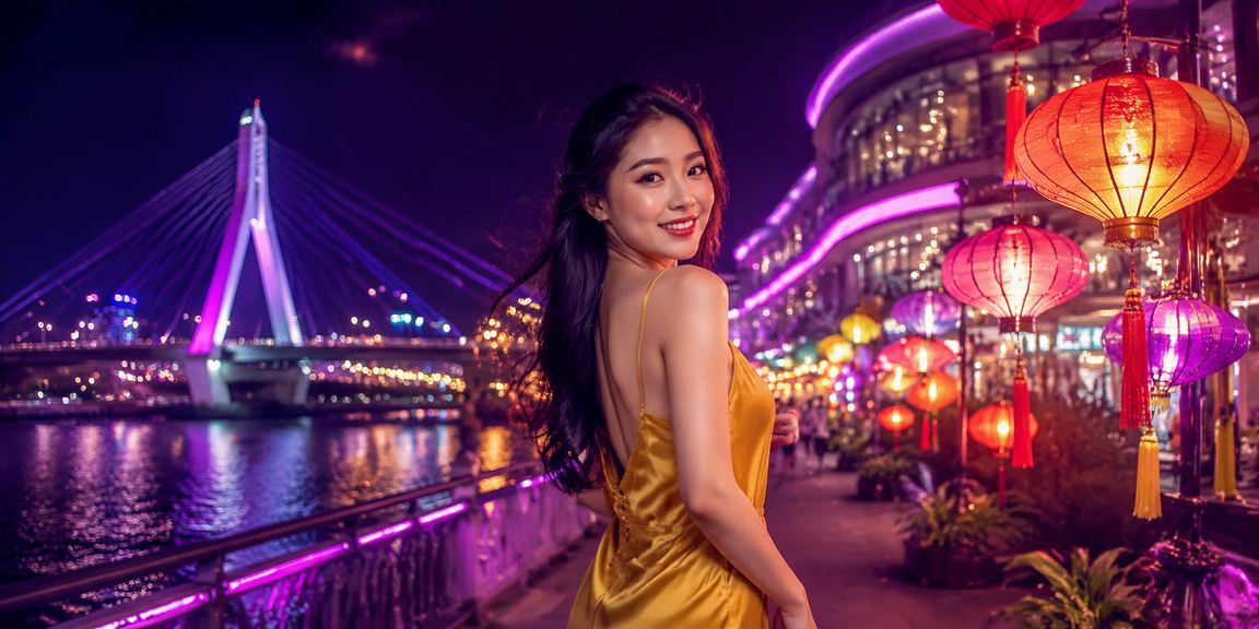 Cảnh chợ đêm Cần Thơ sôi động bên cạnh màn hình hiển thị ưu đãi nạp tiền kqxs30