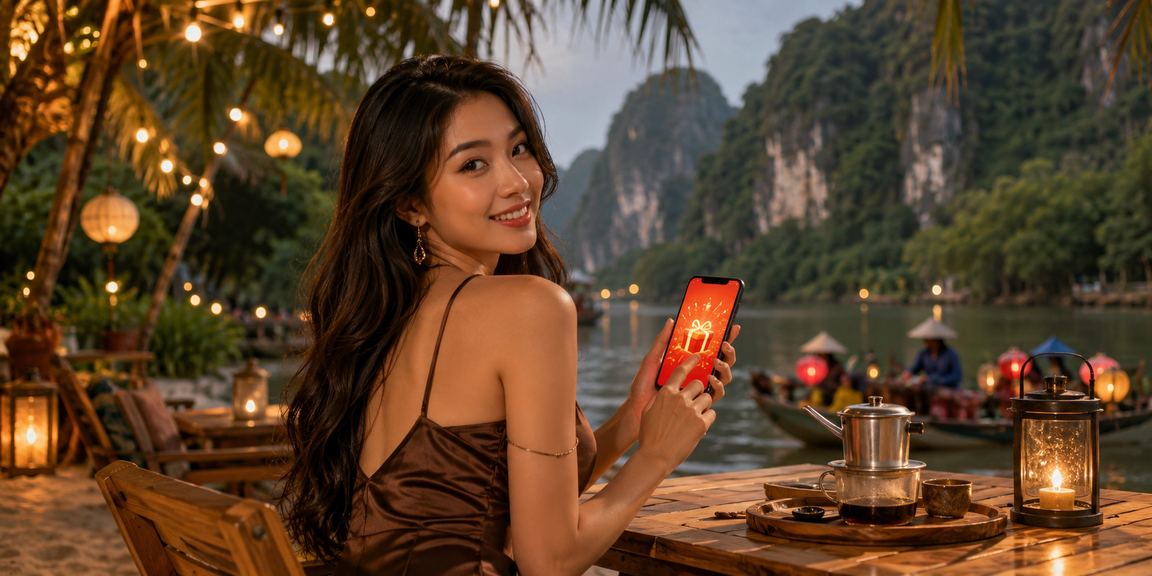 Người dùng Ninh Bình nhận phong bì đỏ tiền thưởng dịp lễ trong quán cà phê